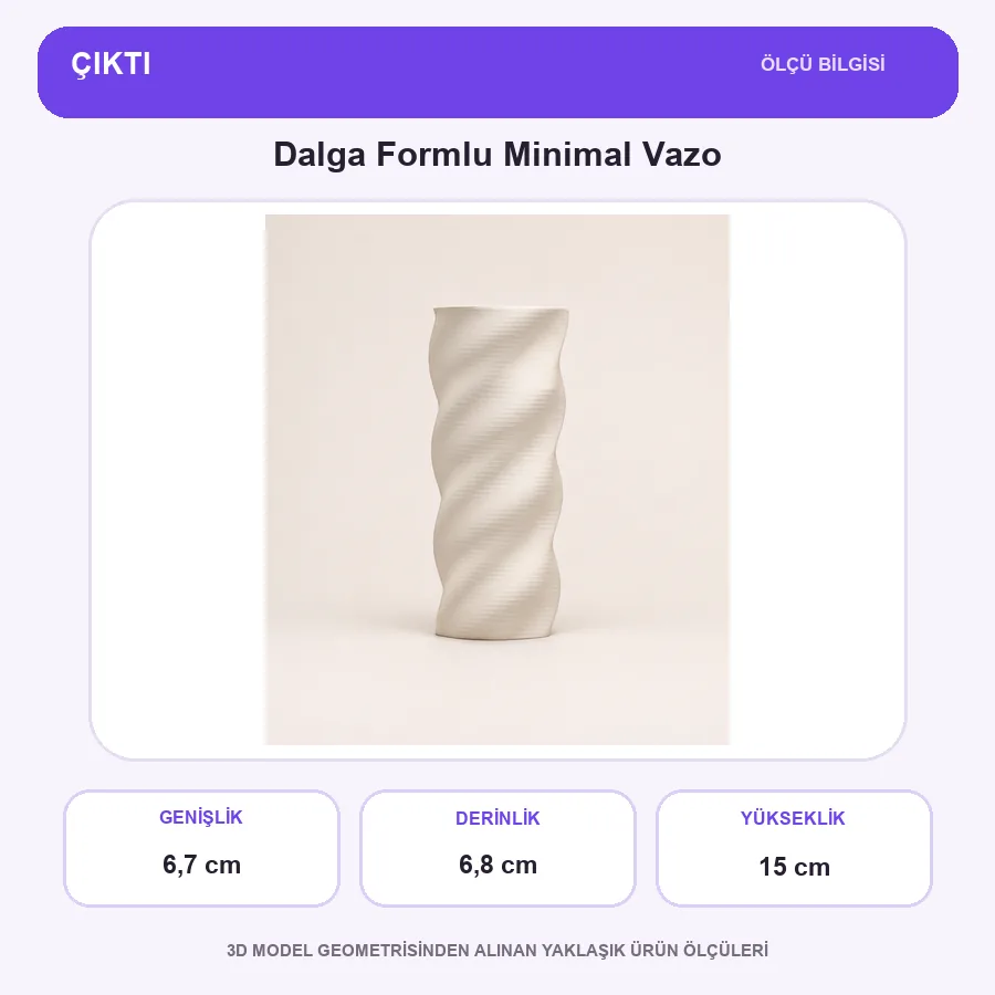 Dalga Formlu Minimal Vazo ölçü bilgileri