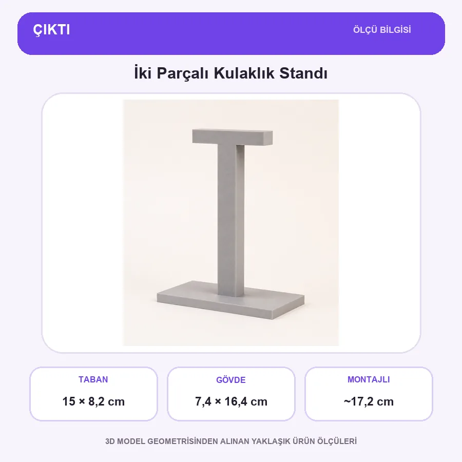 İki Parçalı Kulaklık Standı ölçü bilgileri