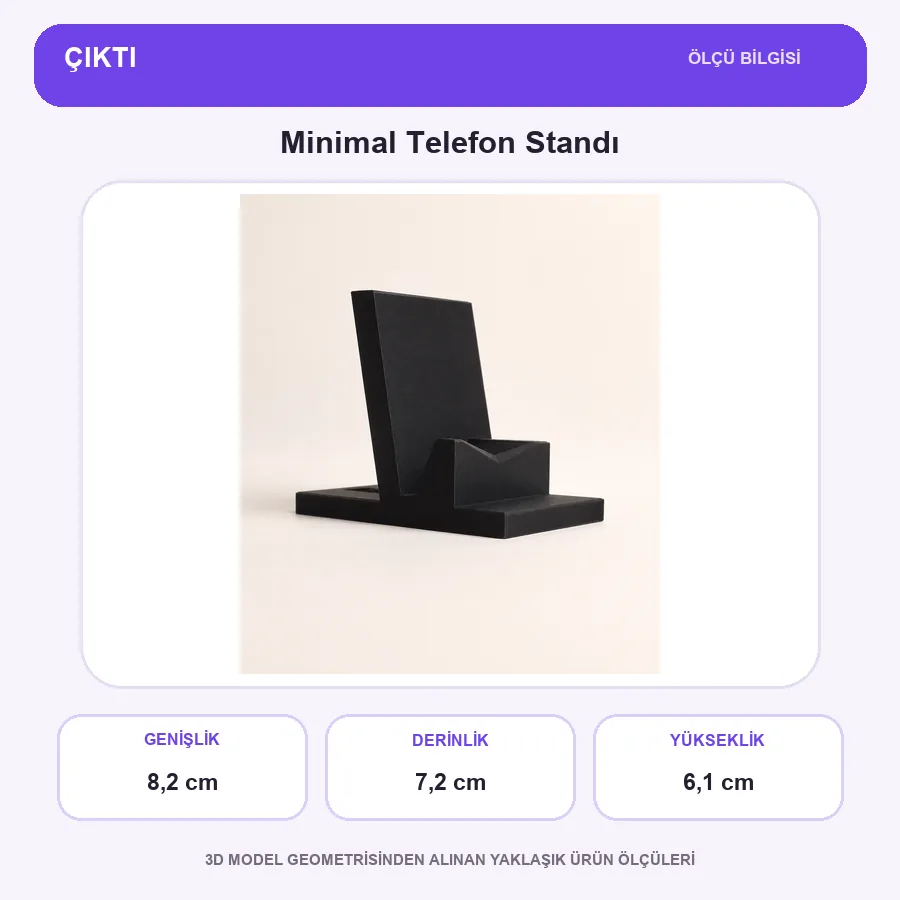 Minimal Telefon Standı ölçü bilgileri